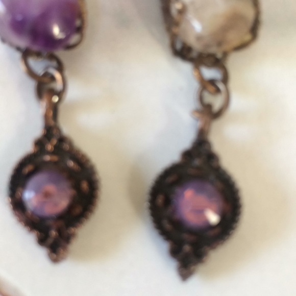 Natural stone , Swarovski natural brass earrings - Picture 5 of 6